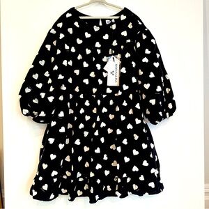 MonnaLisa Dress with hearts black and white size 12 girl